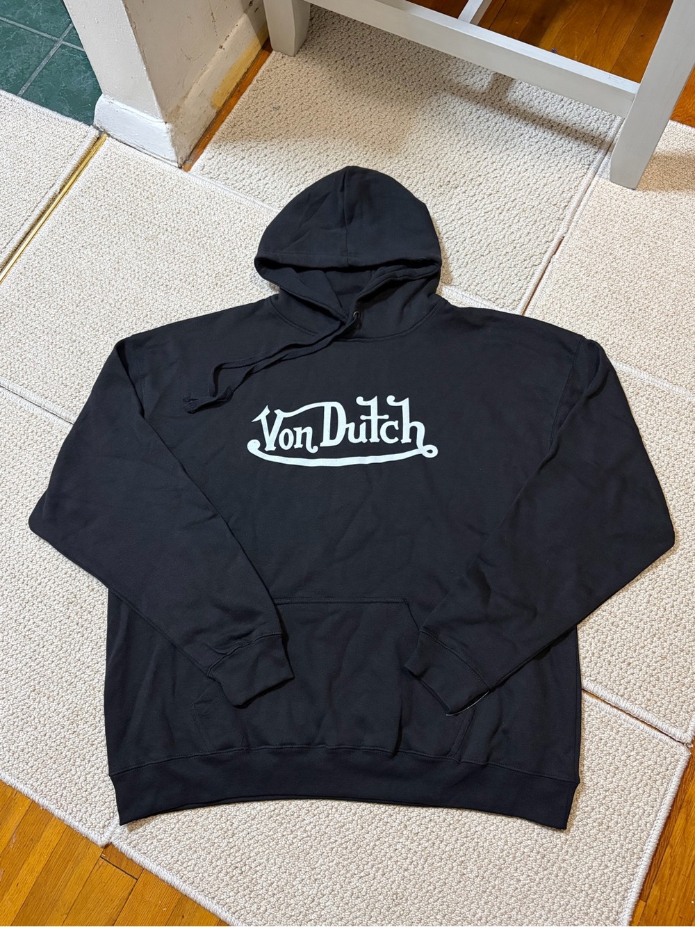 Von Dutch Black Fleece Pullover Hoodie Men’s 2XL Y2K Streetwear Skater